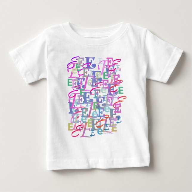 Camiseta Para Bebê Confete de Letras "E" (Frente)