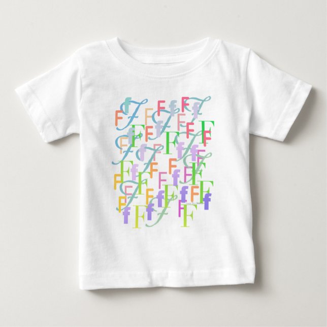 Camiseta Para Bebê Confete de Letras "F" (Frente)