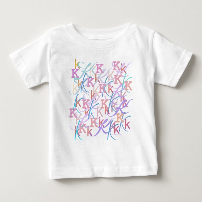 Camiseta Para Bebê Confete de Letras "K" (Frente)