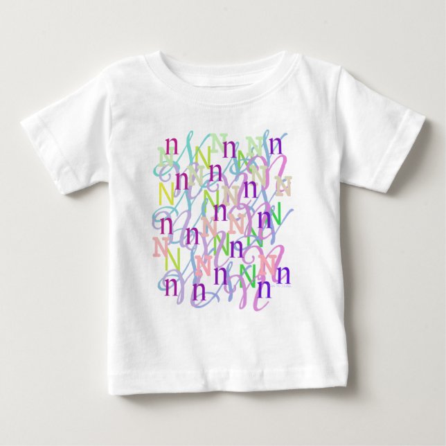 Camiseta Para Bebê Confete de Letras "N" (Frente)