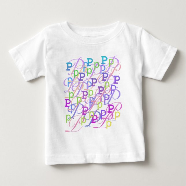 Camiseta Para Bebê Confete de Letras "P" (Frente)