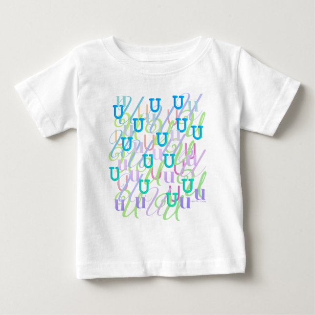 Camiseta Para Bebê Confete de Letras "U" (Frente)