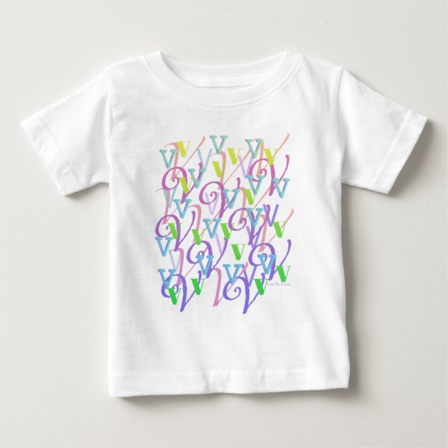Camiseta Para Bebê Confete de Letras "V" (Frente)