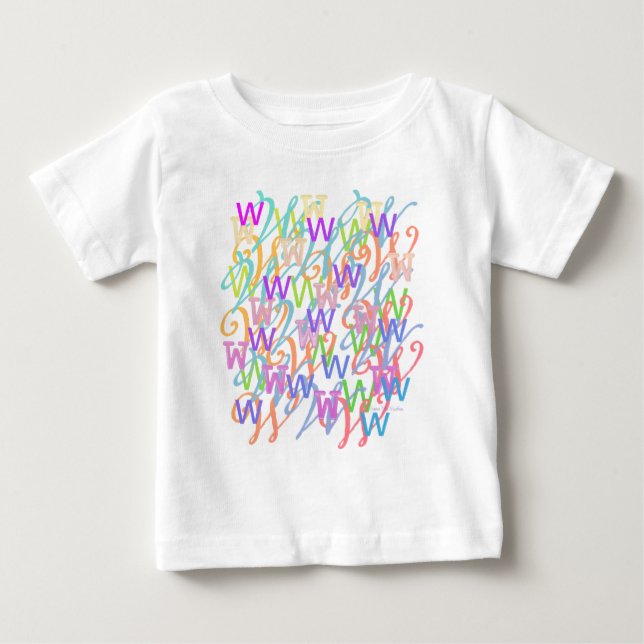 Camiseta Para Bebê Confete de Letras "W" (Frente)