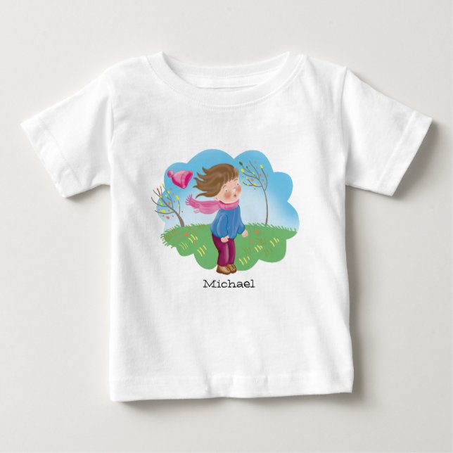Camiseta Para Bebê congelando de desenho animado fora no outono, esta (Frente)