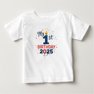 Camiseta Para Bebê Conjunto de 1º Aniversário de Bebê Menino Feito à