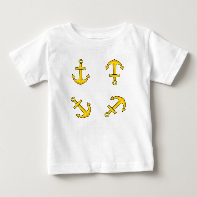 Camiseta Para Bebê Conjunto de Âncoras do Ouro de desenho (Frente)