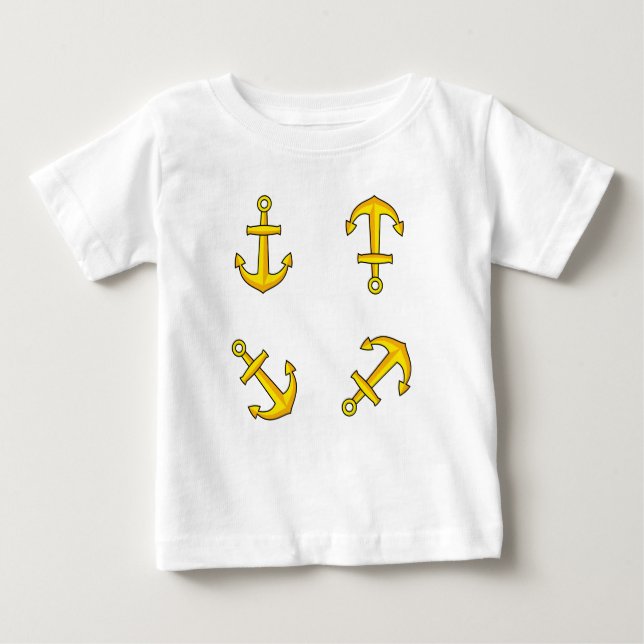 Camiseta Para Bebê Conjunto de Âncoras do Ouro de desenho (Frente)