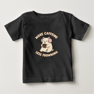 Camiseta Para Bebê Conjunto de Bebê Gatinho Fofo Cafeína