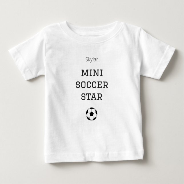 Camiseta Para Bebê Conjunto de Bebê Mini Estrela de Futebol com Nome  (Frente)