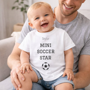 Camiseta Para Bebê Conjunto de Bebê Mini Estrela de Futebol com Nome 