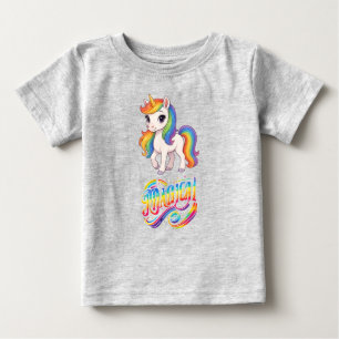 Camiseta Para Bebê Conjunto de bebê unicórnio arco-íris colorido e fo