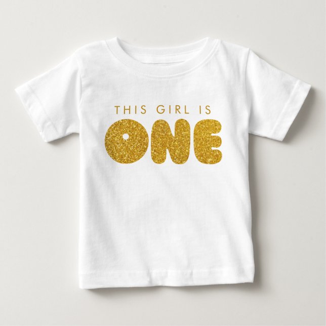 Camiseta Para Bebê Conjunto de Primeiro Aniversário de Bebê Menina Do (Frente)