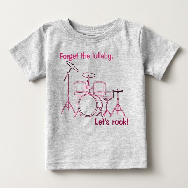 Camiseta Para Bebê Conjunto de Tambor do Vamos Rock (Frente)