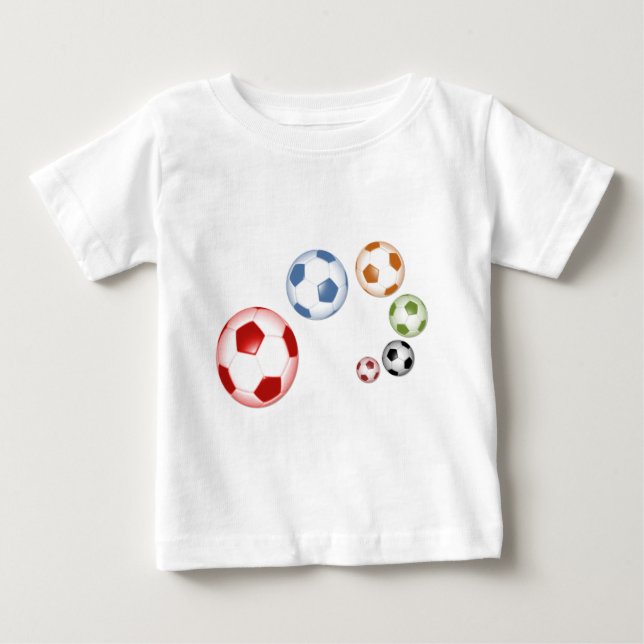 Camiseta Para Bebê Conjunto fofo de bolas de futebol (Frente)