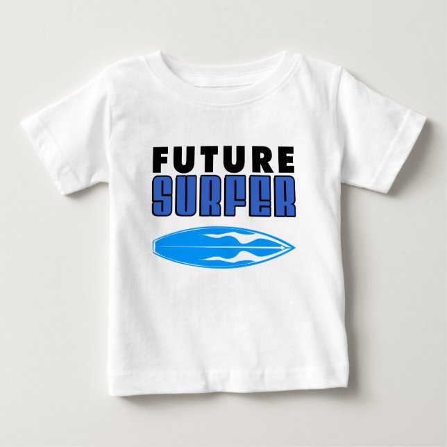 Camiseta Para Bebê Conselho do Surf Azul Futuro Surfer (Frente)