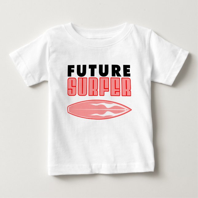Camiseta Para Bebê Conselho do Surf Rosa Surfer Futuro (Frente)
