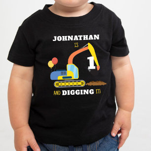 Camiseta Para Bebê Construção 1º Aniversário
