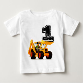 Camiseta Para Bebê Construção de primeiro aniversario Amarelo de Meni