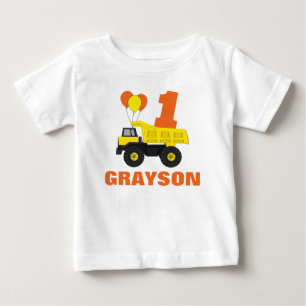 Camiseta Para Bebê Construção Primeira Armadilha de Aniversário, Cami