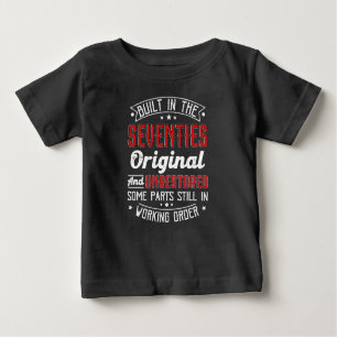 Camiseta Para Bebê Construído Nos Anos 70 Original E Sem Restauração,