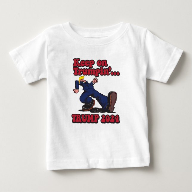 Camiseta Para Bebê Continuar na Trump de Trump 2024 (Frente)