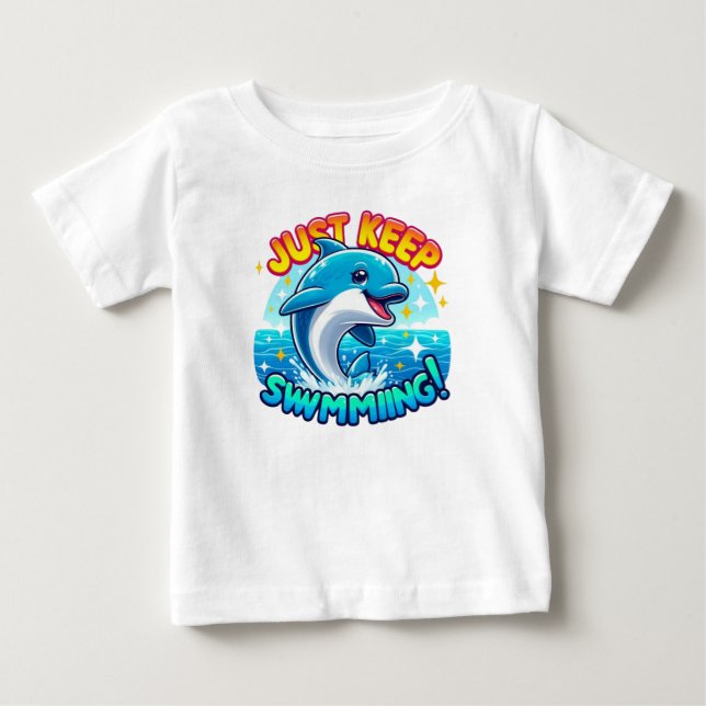Camiseta Para Bebê Continue nadando golfinho (Frente)