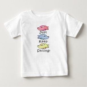 Camiseta Para Bebê Continue Sorrindo! Peixe dentado colorido