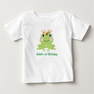 Camiseta Para Bebê Conto de Fadas Sapo Príncipe 1º Aniversário