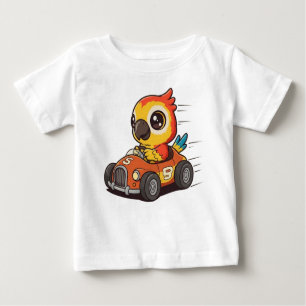 Camiseta Para Bebê Controlador de Carro Race Macaw Cute