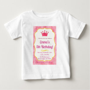 Camiseta Para Bebê Convite de Aniversário Coroa Rosa zazzlemade Mág