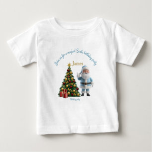 Camiseta Para Bebê Convite de Aniversário Mágico do Papai Noel