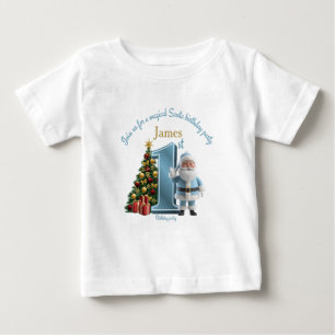 Camiseta Para Bebê Convite de Aniversário Mágico do Papai Noel – 1º A