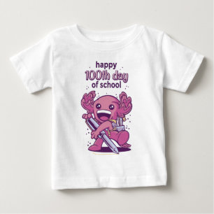 Camiseta Para Bebê convite para o 100º dia de aula