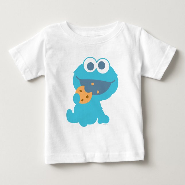 Camiseta Para Bebê Cookie Monster Comendo Cookie (Frente)