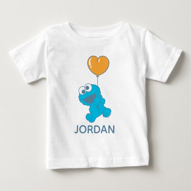 Camiseta Para Bebê Cookie Monster Heart Balloon (Frente)