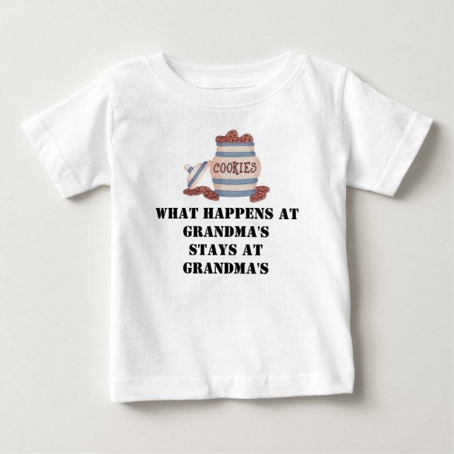 Camiseta Para Bebê Cookies, o que acontece nos STAYS da vovó em Gra.. (Frente)