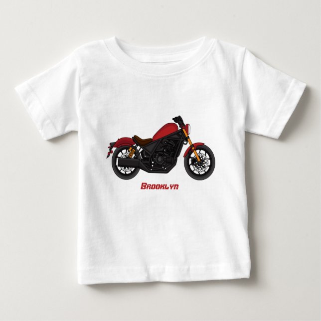Camiseta Para Bebê Cool cruiser style motorcycle  (Frente)