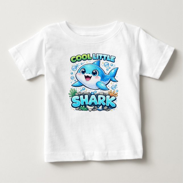 Camiseta Para Bebê Cool Little Shark Shirt for Boys (Frente)