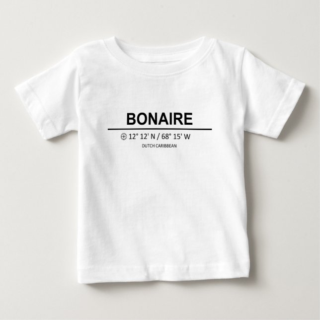 Camiseta Para Bebê Coordenadas Bonaire (Frente)
