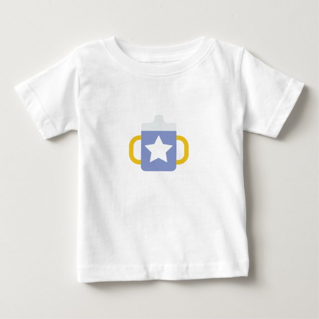 Camiseta Para Bebê copo com canudinho estrela azul (Frente)