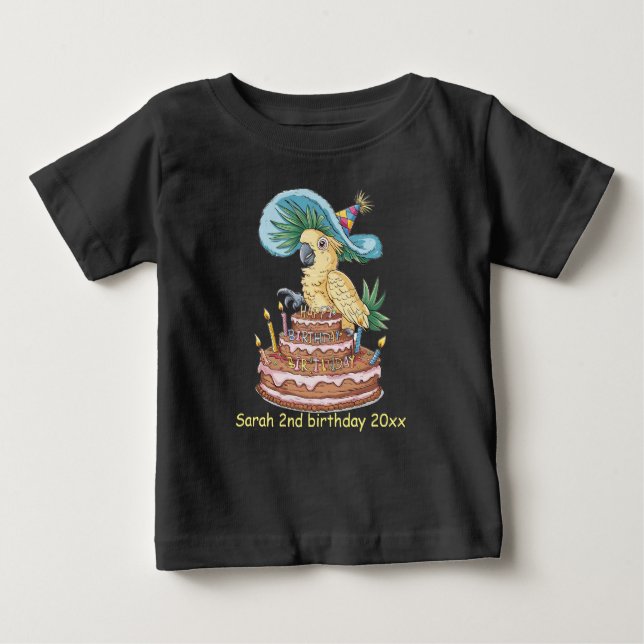 Camiseta Para Bebê coquetel empoleirado no chapéu de rico de bolo de  (Frente)