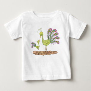 Camiseta Para Bebê Cor aquática de pavão adorável