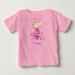 Camiseta Para Bebê Cor aquosa de boneca branca personalizável
