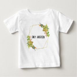 CAMISETA PARA BEBÊ COR DE ÁGUA FLORAL DA LARANJA DE CACTUS SUCCULENTE
