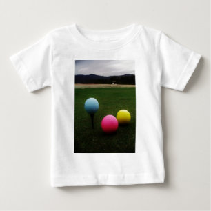 Camiseta Para Bebê cor-de-rosa amarelo e azul, Bolas de Golfe