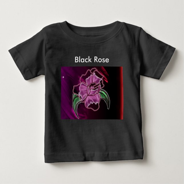 Camiseta Para Bebê Cor do Rosa preto (Frente)