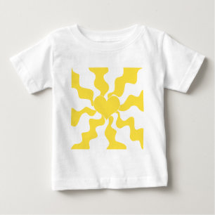 Camiseta Para Bebê Coração - Amarelo-limão e branco