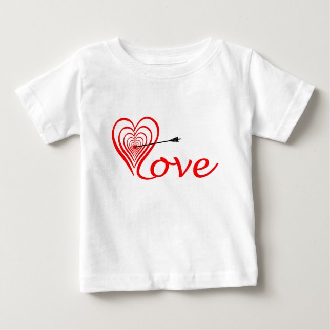 Camiseta Para Bebê Coração amor alvo com seta (Frente)