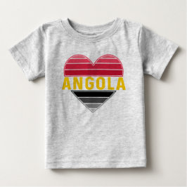 Camiseta Para Bebê Coração Angolano, Eu Adoro Angola